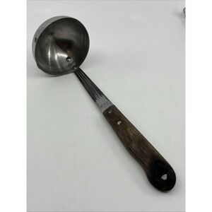 Vintage Imperial Stainless Veri-Sharp Wood Handle Ladle 9" Long Burnt End